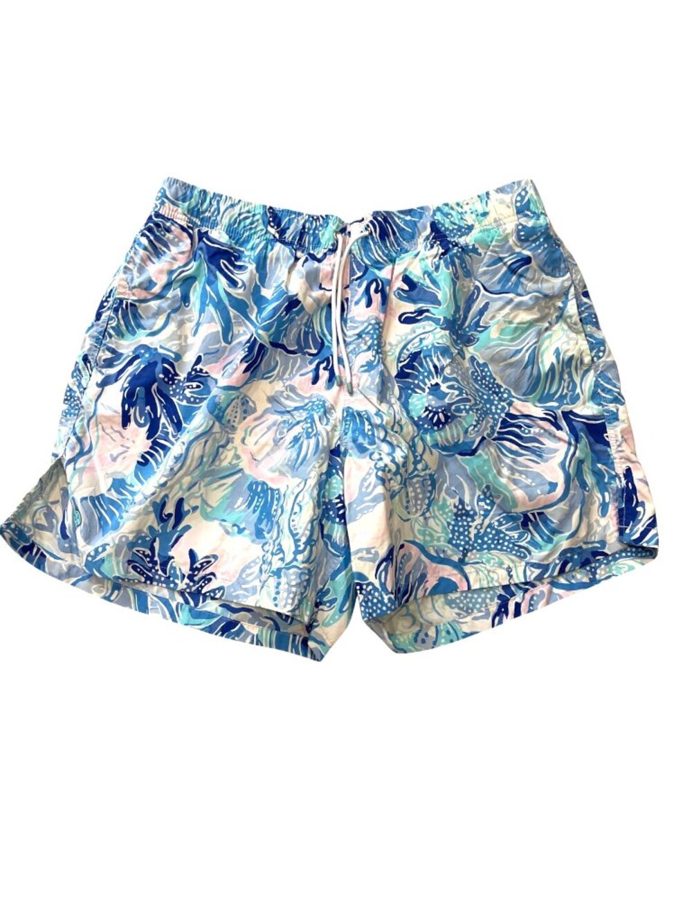 Lilly Pulitzer Capri Swim Trunks Men's Size XL Blue Pink Coral Reef Print Beach